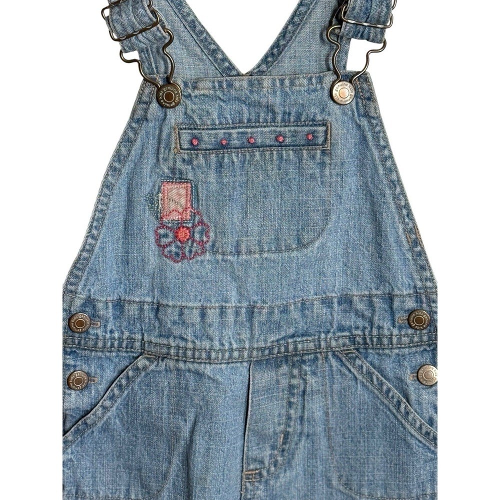 Y2K Genuine Kids Oshkosh Denim Embroidered Overalls Girls 24mths - Picture 2 of 12
